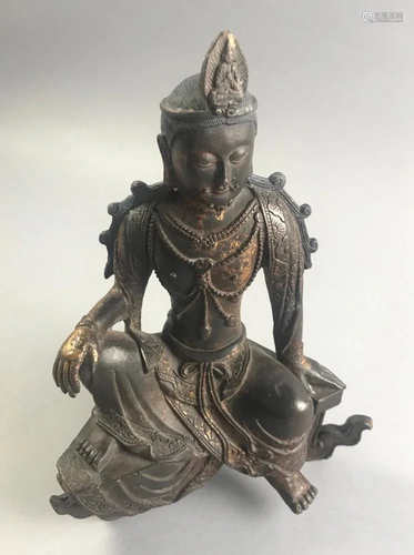 Chinese Bronze Sitting Guanyin