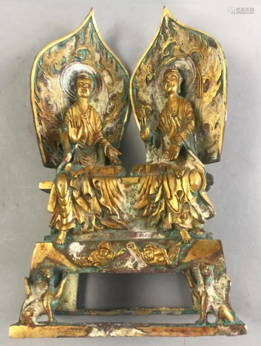 Chinese Gilt Bronze Double Buddha
