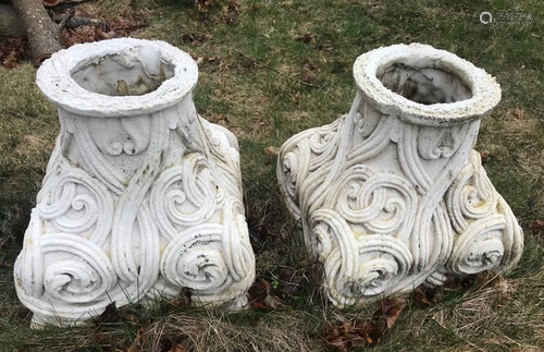 Pair of Art Nouveau Plaster Column Tops