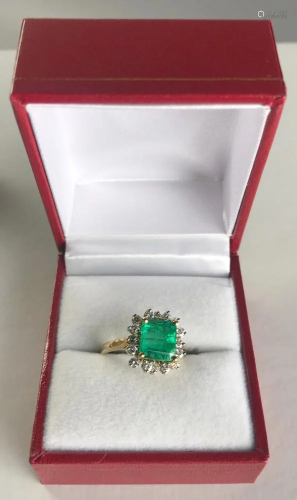 18k Yellow Gold, Columbian Emerald and D…