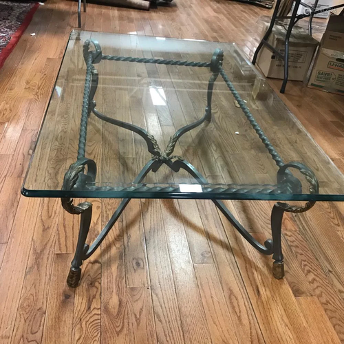 Fancy Wrought Iron Cocktail Table with Glass …