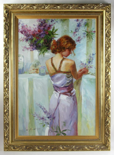 Girl with Purple Dress, Oil on Canvas