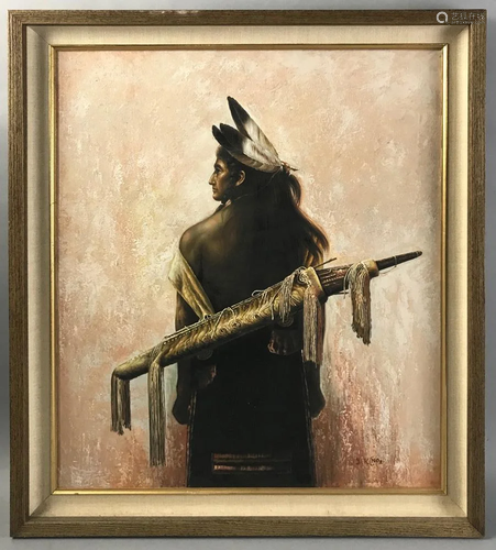 Y. K. Choe, Native American Warrior, Oil on …