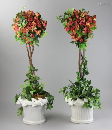 Pair of Decorative Faux Topiary Trees