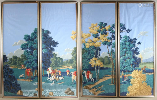 Set of DeGournay Hunting Scene Wall Panels