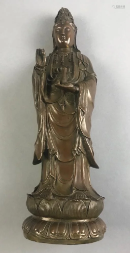 Chinese Bronze Standing Guanyin