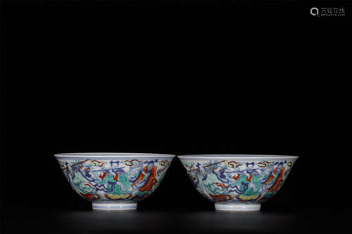 A  BEAN  COLOURED   BOWL  PAINTED  WITH  THE EIGHT  IMMORTALS  IN  QIANLONG  PERIOD