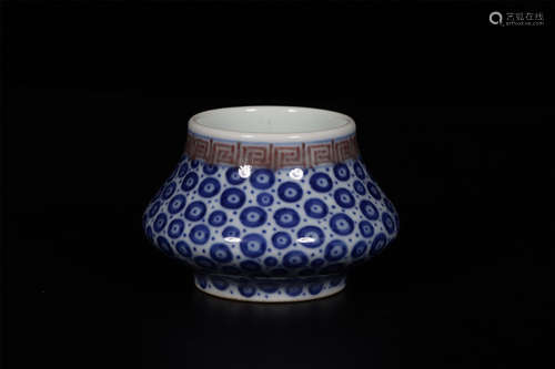 A  BLUE-AND-WHITE  AND  UNDERGLAZE  RED  WATER  WASH IN QIANLONG  PERIOD