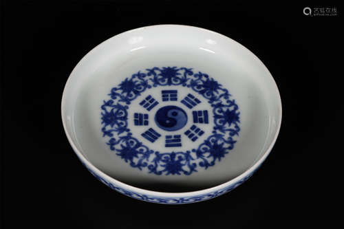 A  BLUE AND   WHITE WASH  PAINTED  WITH EIGHT  DIAGRAMS PICTURES  IN  YONGZHENG PERIOD