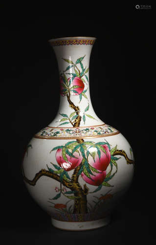 A PASTEL  VASE PAINTED  WITH  NINE  PEACHES  IN  GUANGXU  PERIOD