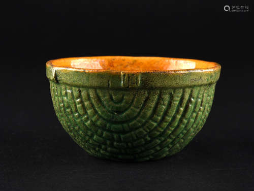 A THREE-COURED  EARTHEN  BOWL  WITH  FISN  BASKET  PATTERNS IN  JING  DYNASTY