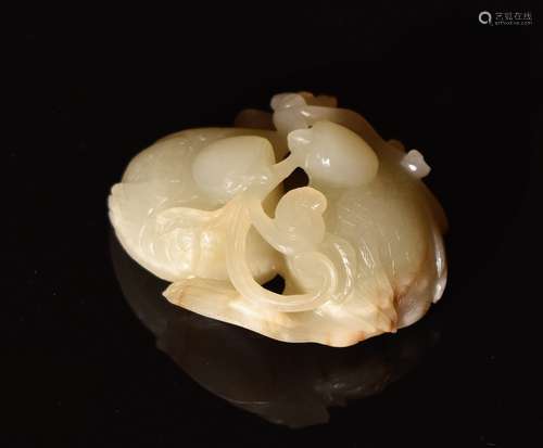 WHITE JADE  MANDARIN DUCKS  IN  QING  DYNASTY