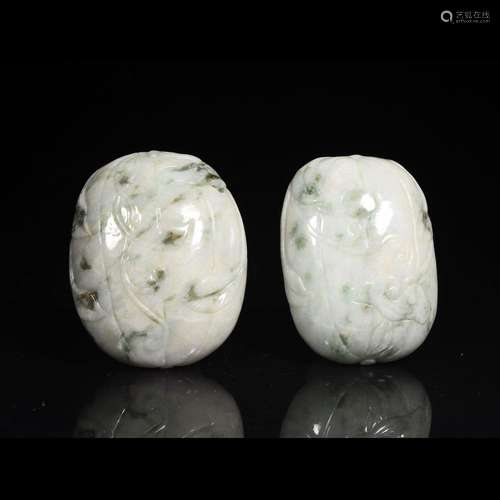 A  PAIR  OF   JADEITE  BUCKLE OF  