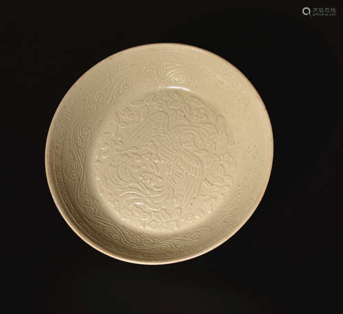 A DING  KILN  PLATE  WITH PHOENIX  PATTERNS  IN  SONG  DYNASTY