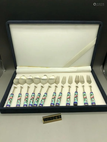 Korea Silver Enamel Spoon&Fork Set