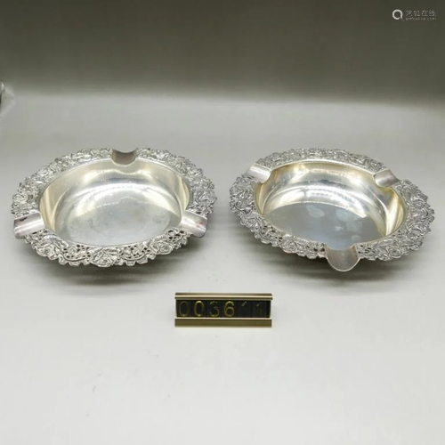 Two 800 Silver Ash Tray