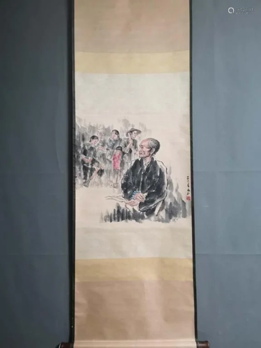 Chinese Ink Color Scroll Painting,Signed