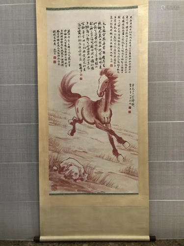 Chinese Ink Color Scroll Painting,Signed