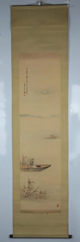 Chinese Ink Color Scroll Painting,Signed