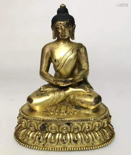 Chinese Gilt Bronze _x000D_ Sakyamuni Buddha
