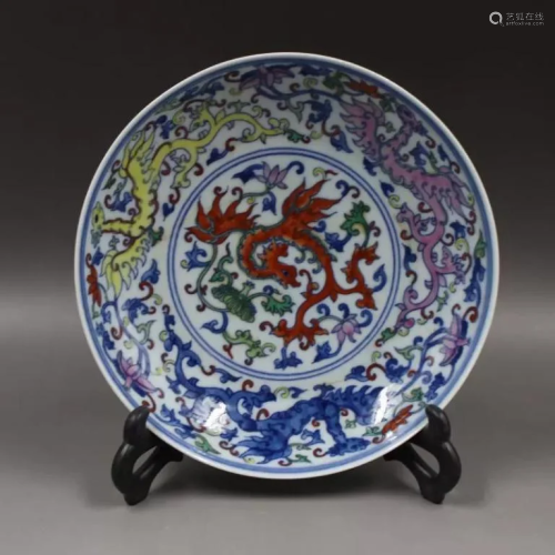 Chinese Doucai Porcelain Plate,Mark