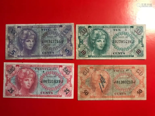 Four Military Payment Banknotes