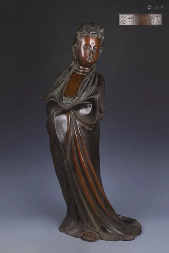 Qing Chinese Bronze Standing Guanyin