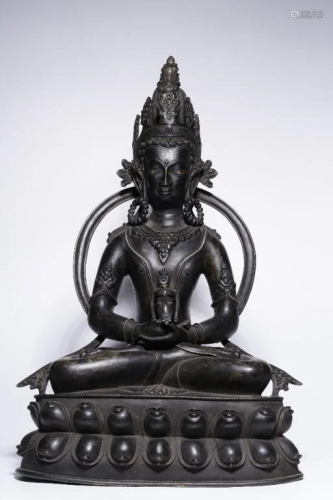 Qing Chinese Bronze Seating Buddha