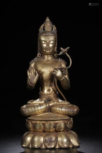 Qing Chinese Gilt Bronze Buddha