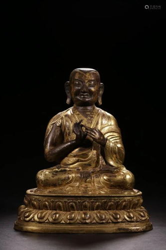 Qing Chinese Gilt Bronze Buddha