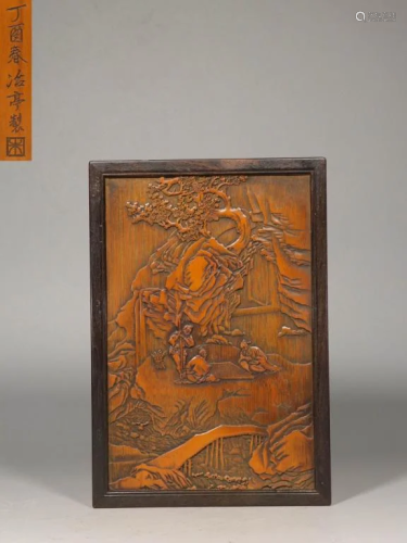 Late Qing Chinese Hand Carved Bamboo Panel