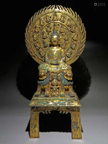 唐代  铜鎏金菩萨像