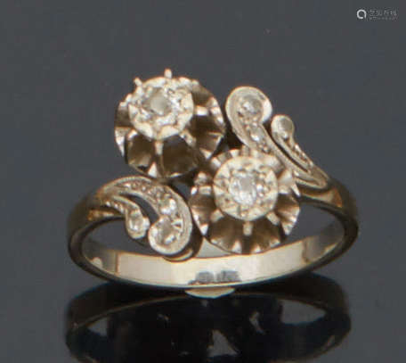 Bague toi et moi en or gris 18K (750) sertie de de…