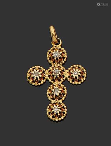 Croix régionaliste pendentif en or jaune 18K (750)…