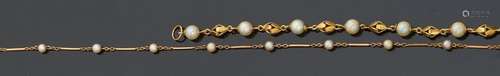 Bracelet et collier en or jaune 18K (750) sertie d…