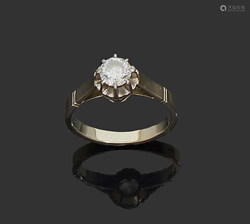 Bague solitaire en or gris 18K (750) et platine, s…