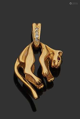 Pendentif en or jaune 18K (750), représentant un f…