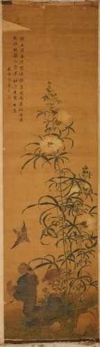 蔡嘉 1686-1779 花鸟 立轴 设色绢本