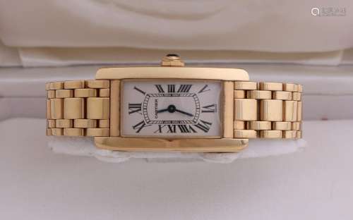 Yellow gold Cartier women's watch, 750/000, model Tank