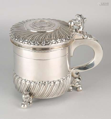 Nice large silver tankard, 830/000. so-called Humpen,