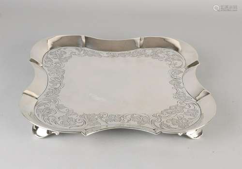 Beautiful silver salver, 833/000, with engraving.