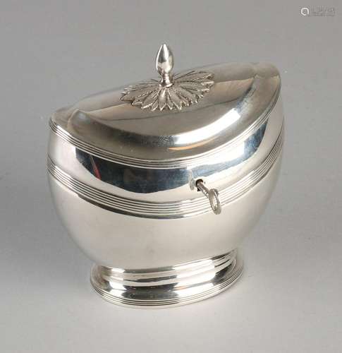 Antique silver 835/000 Empire caddy. Schuit-shaped