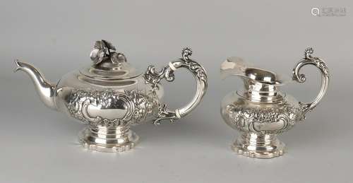 Silver tea jug, 833/000, globe model beautifully