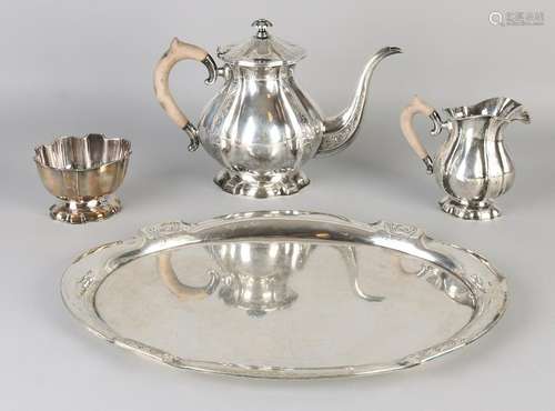 Silver coffee service, 835/000, four-piece, with a