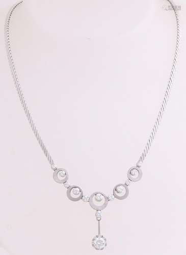 Beautiful white gold choker, 750/000, with diamonds.