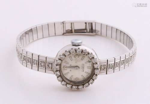 White gold watch, 750/000, with diamonds. Womens watch