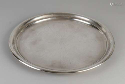 Silver tray, 835/000, round model with folded rim