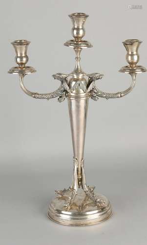 Imposing silver candlestick, 900/000, 3 light, with two