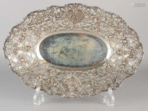 Large silver serving platter, 800/000, oval-cut model