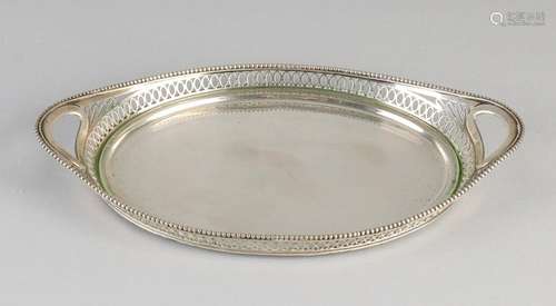 Silver platter, 833/000, boat-shaped model oval sawing